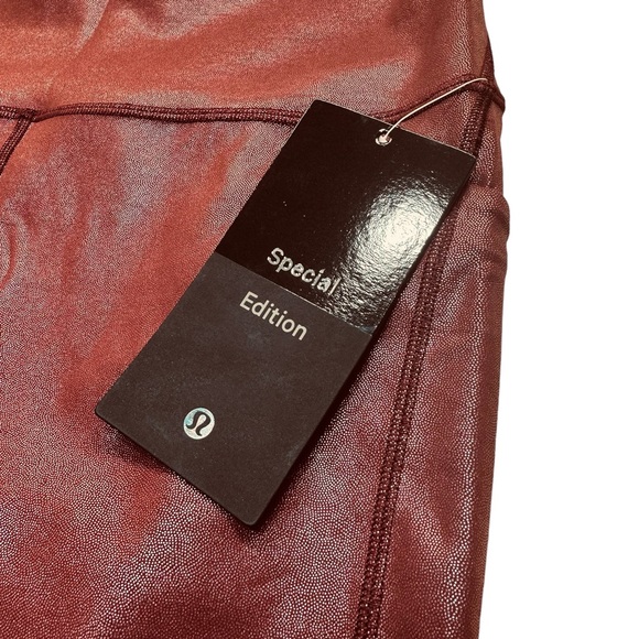 LULULEMON WUNDER TRAIN HIGH-RISE TIGHT WITH POCKETS 25" FOIL - RED MERLOT - Picture 9 of 10